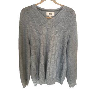 Joseph Abboud Sweater Mens L Blue Knit V-Neck Thick Cotton Acrylic RN 77219